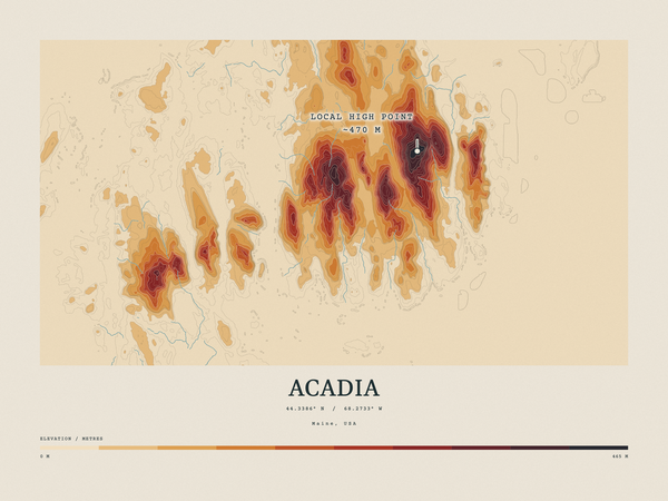 Acadia — Contour Colour print in Ember & Ochre (landscape)