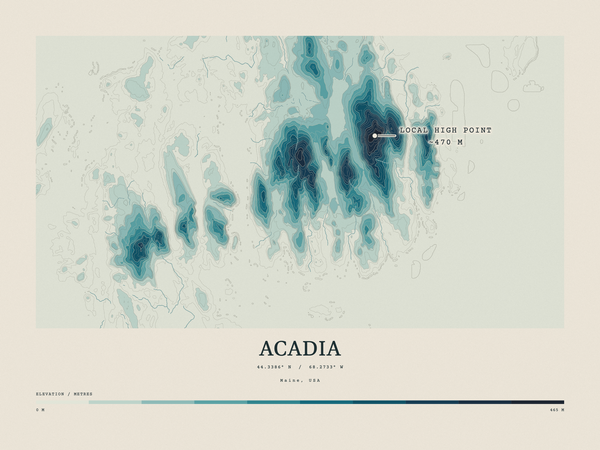 Acadia — Contour Colour print in Fjord (landscape)