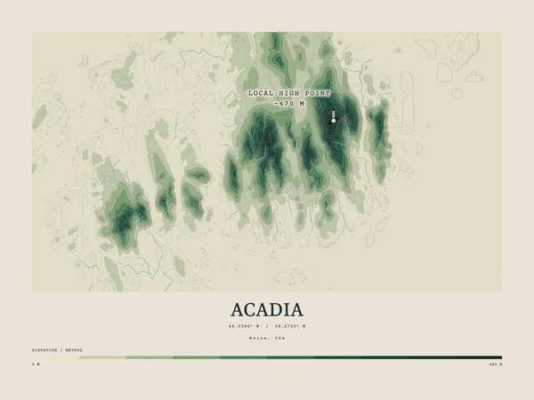 Acadia — Contour Colour print in Forest Floor (landscape)