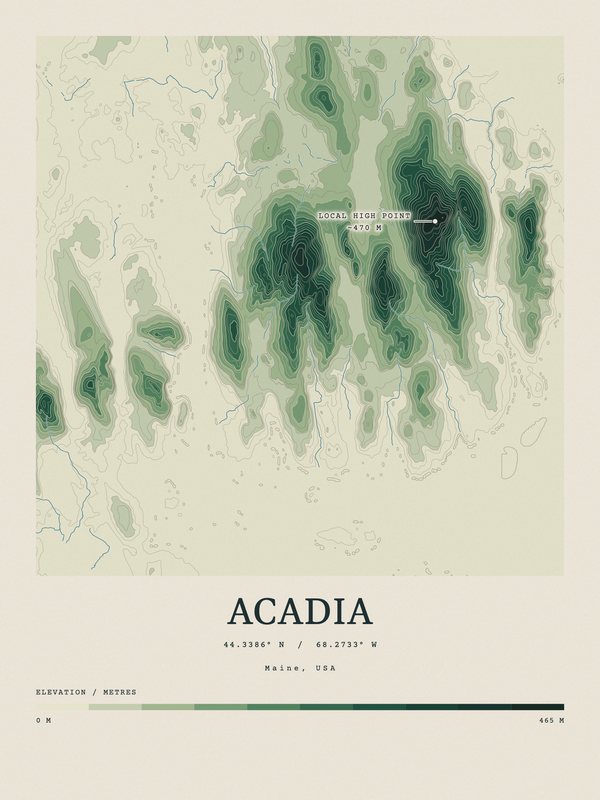 Acadia — Contour Colour print in Forest Floor
