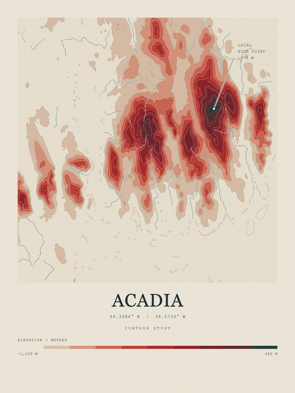 Acadia — Contour Colour print in Red Earth