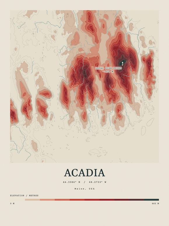 Acadia — Contour Colour print in Red Earth