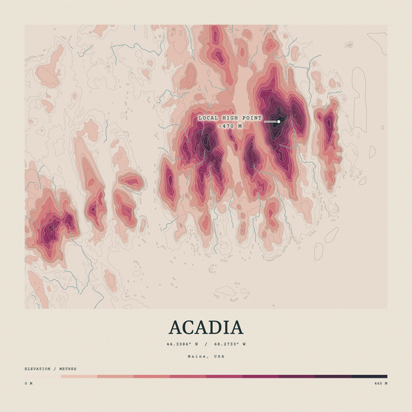 Acadia — Contour Colour print in Rose & Stone (square)