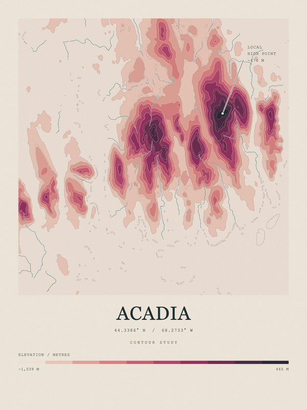 Acadia — Contour Colour print in Rose & Stone