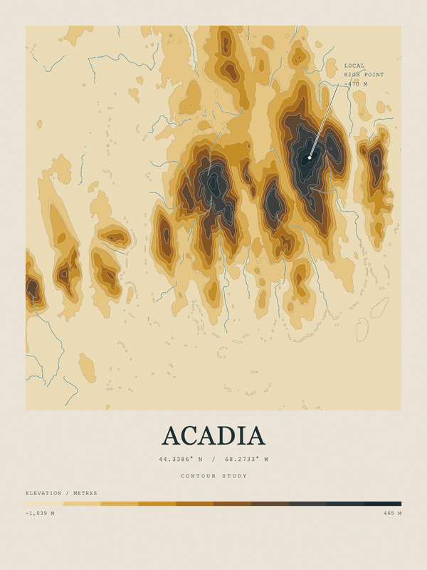 Acadia — Contour Colour print in Saffron & Slate
