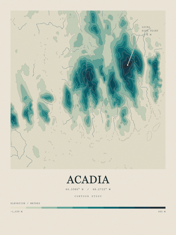 Acadia — Contour Colour print in Alpine Teal