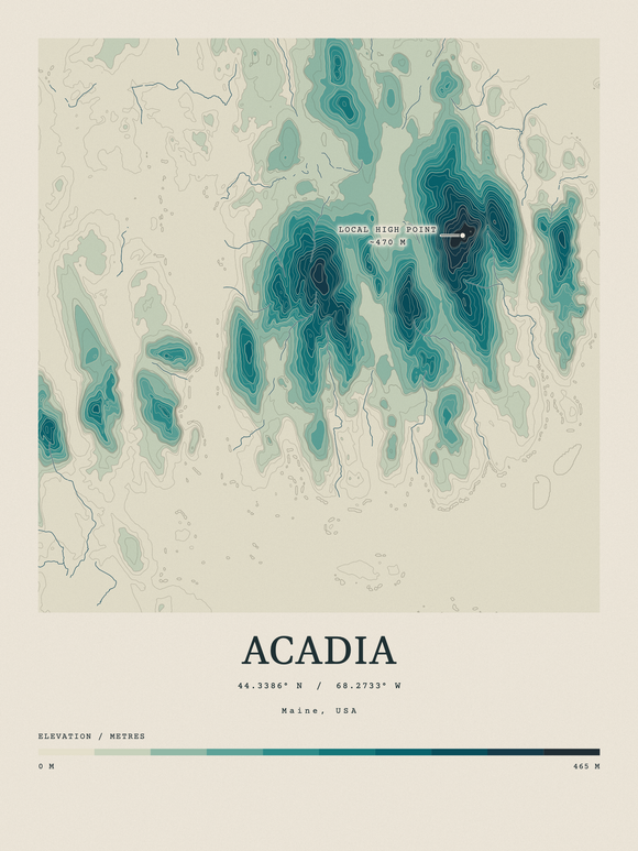 Acadia — Contour Colour print in Alpine Teal