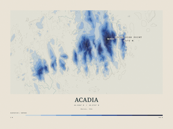 Acadia — Contour Colour print in Ultramarine (landscape)