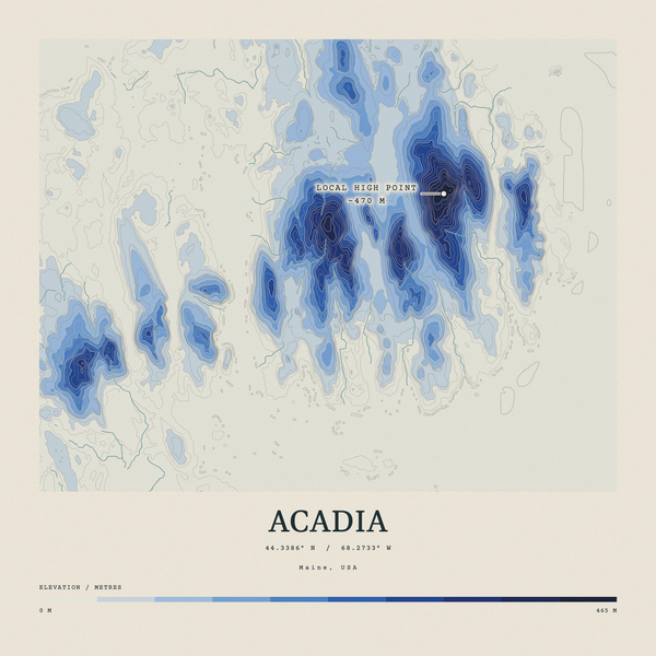 Acadia — Contour Colour print in Ultramarine (square)