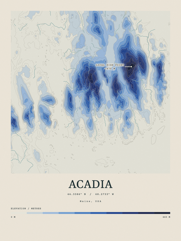Acadia — Contour Colour print in Ultramarine