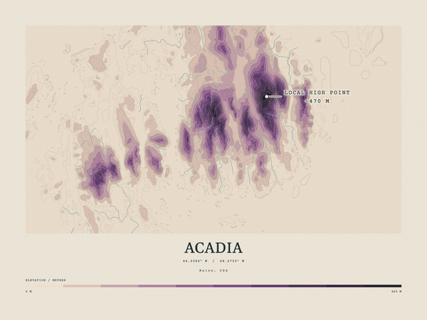 Acadia — Contour Colour print in Plum & Clay (landscape)