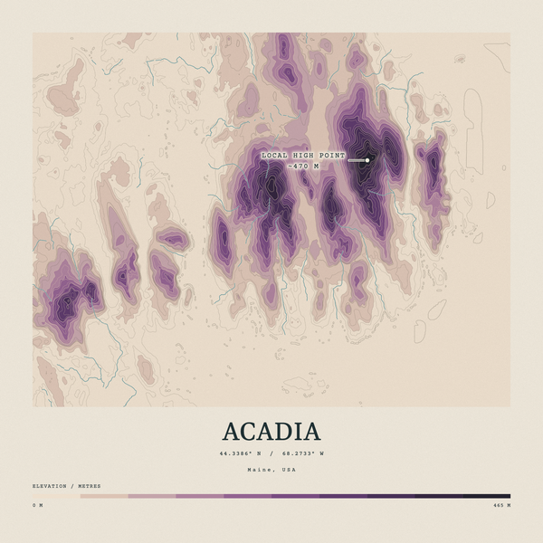 Acadia — Contour Colour print in Plum & Clay (square)