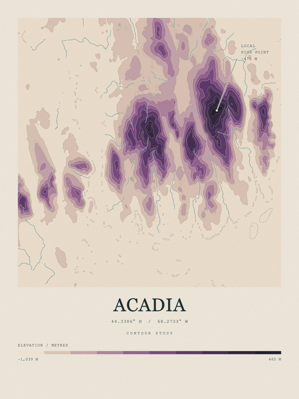 Acadia — Contour Colour print in Plum & Clay