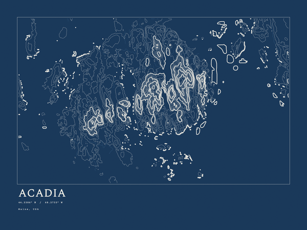 Acadia — Ink print in Blueprint Dark (landscape)
