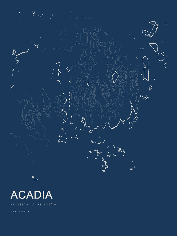 Acadia — Ink print in Blueprint Dark