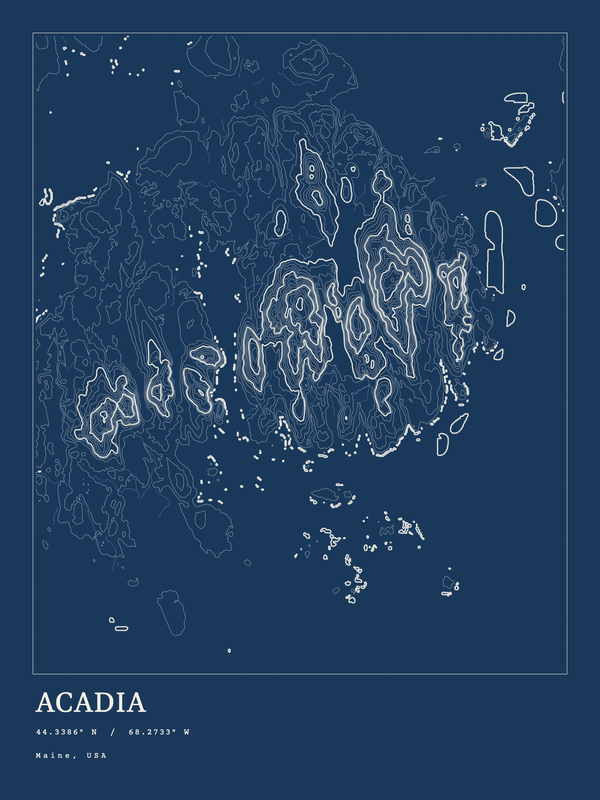 Acadia — Ink print in Blueprint Dark