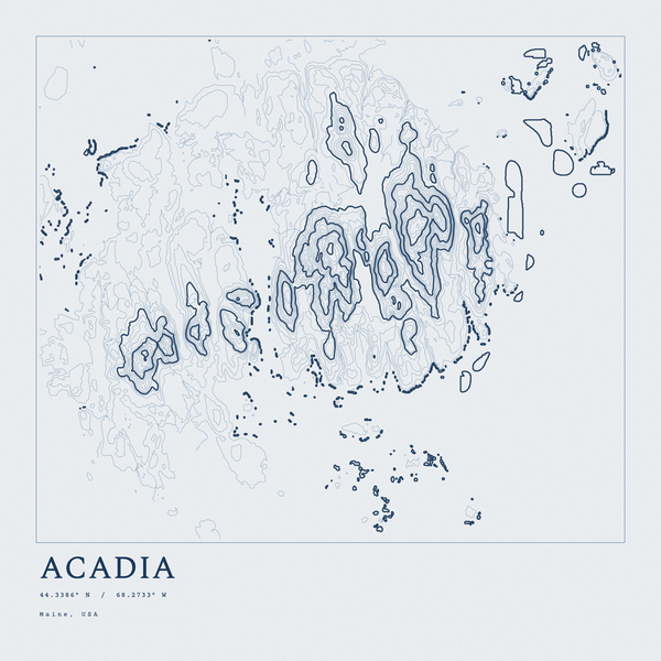 Acadia — Ink print in Blueprint Light (square)