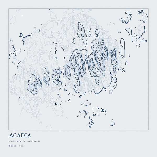 Acadia — Ink print in Blueprint Light (square)