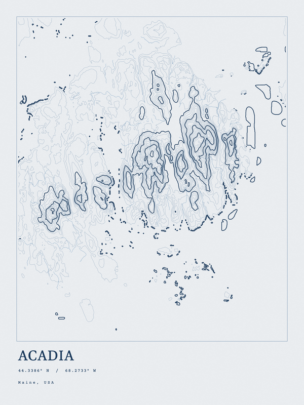 Acadia — Ink print in Blueprint Light