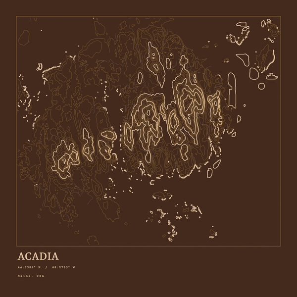 Acadia — Ink print in Desert Dark (square)