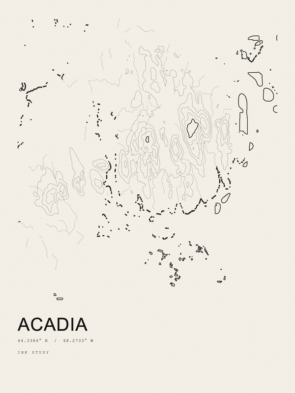 Acadia — Ink print in Ink Light