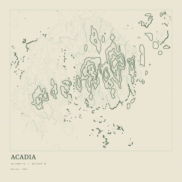 Acadia — Ink print in Ranger Light (square)