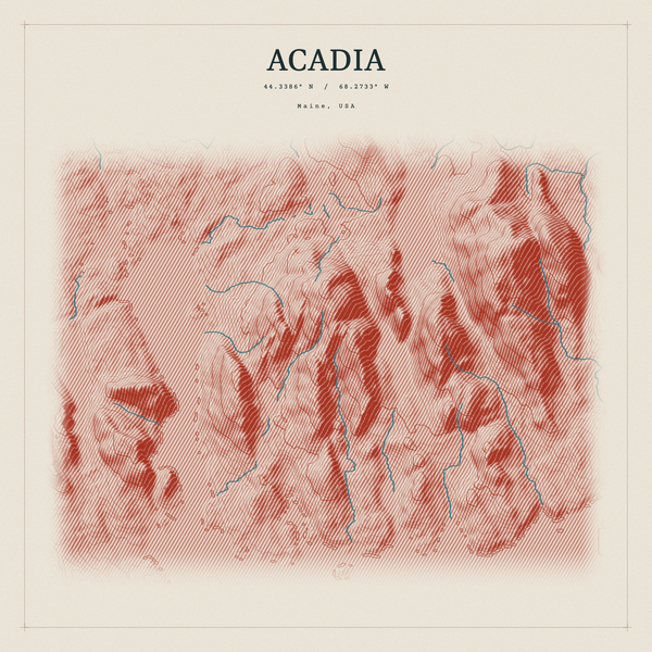 Acadia — Red Relief print in Ember & Ochre (square)