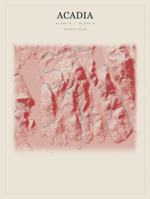 Acadia — Red Relief print in Red Earth