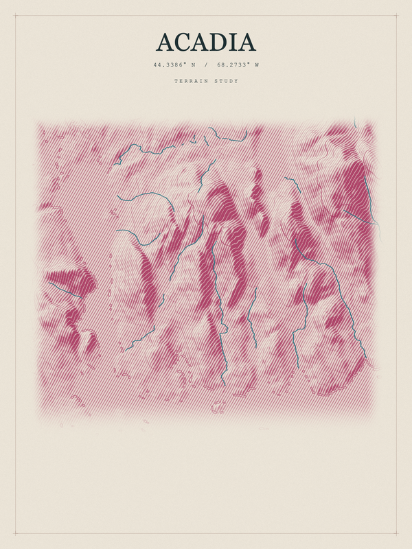 Acadia — Red Relief print in Rose & Stone