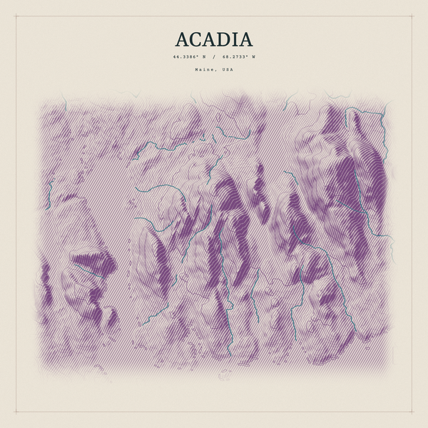 Acadia — Red Relief print in Plum & Clay (square)
