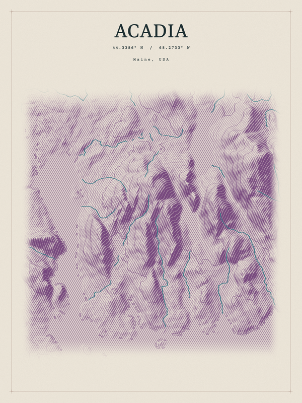 Acadia — Red Relief print in Plum & Clay