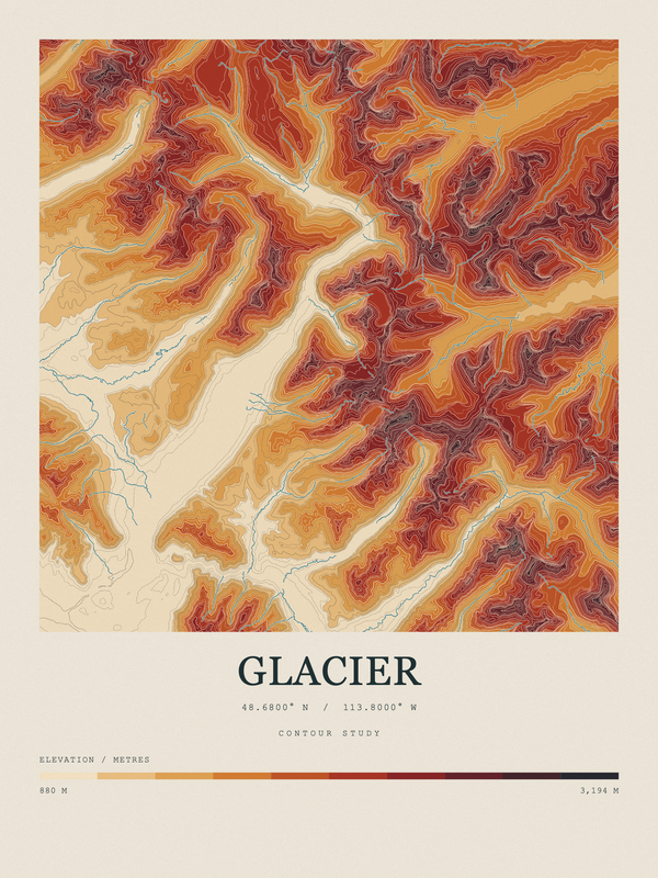 Glacier — Contour Colour print in Ember & Ochre