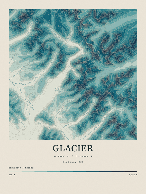 Glacier — Contour Colour print in Fjord