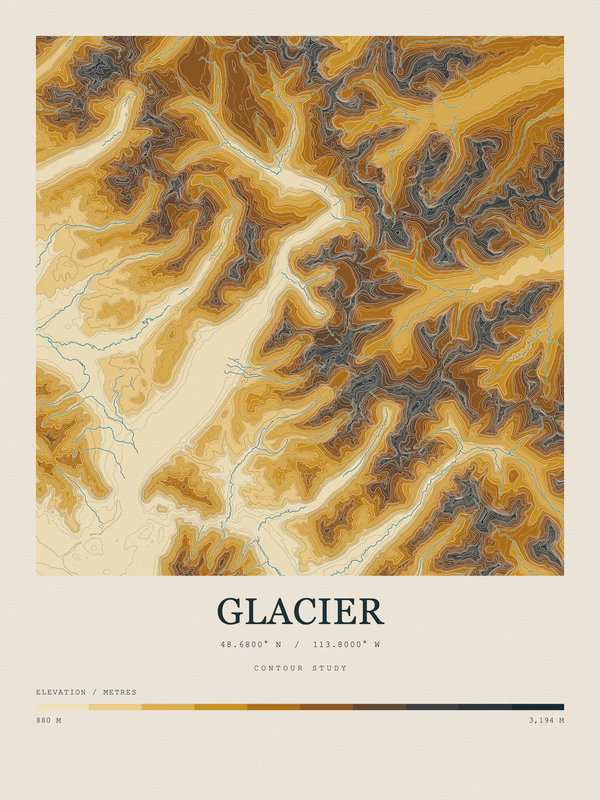 Glacier — Contour Colour print in Saffron & Slate