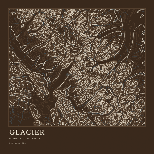 Glacier — Ink print in Atlas Dark (square)