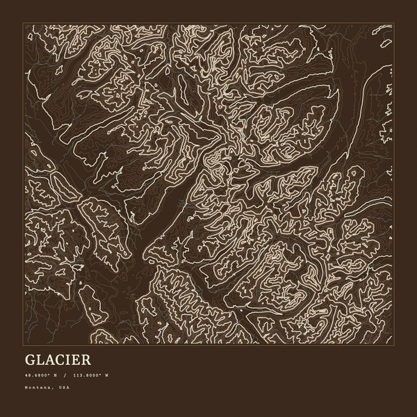 Glacier — Ink print in Atlas Dark (square)