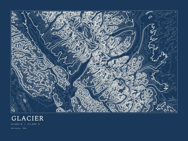 Glacier — Ink print in Blueprint Dark (landscape)