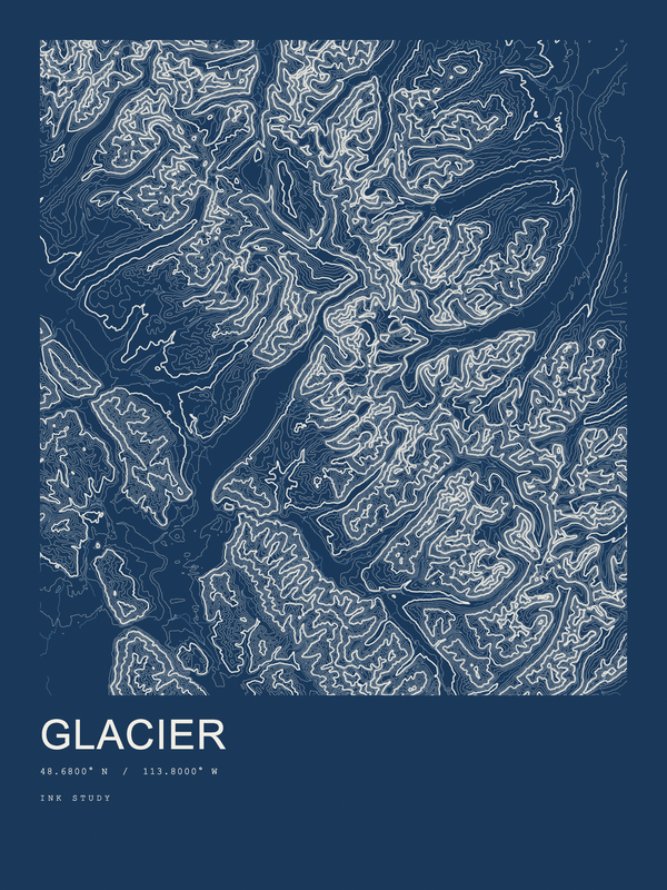 Glacier — Ink print in Blueprint Dark
