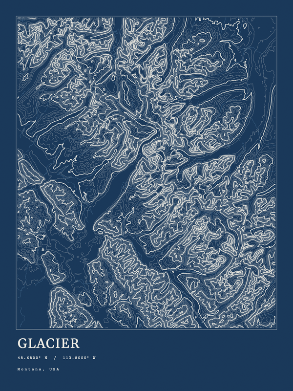 Glacier — Ink print in Blueprint Dark