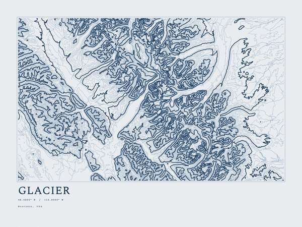 Glacier — Ink print in Blueprint Light (landscape)