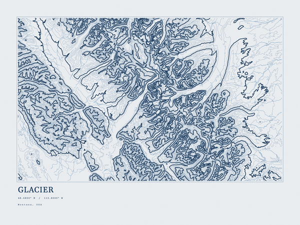 Glacier — Ink print in Blueprint Light (landscape)