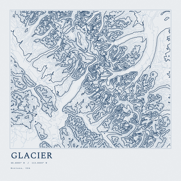 Glacier — Ink print in Blueprint Light (square)