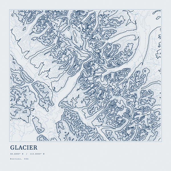 Glacier — Ink print in Blueprint Light (square)