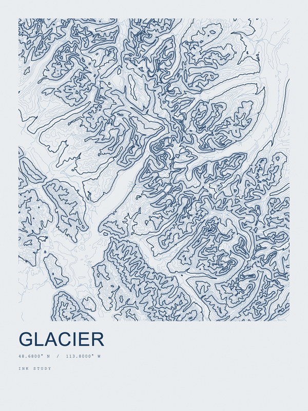 Glacier — Ink print in Blueprint Light