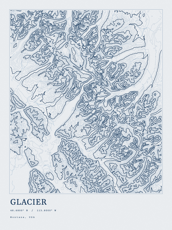 Glacier — Ink print in Blueprint Light