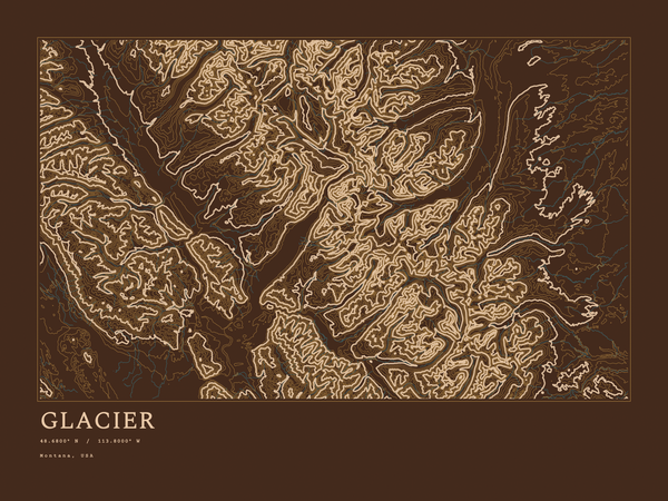 Glacier — Ink print in Desert Dark (landscape)