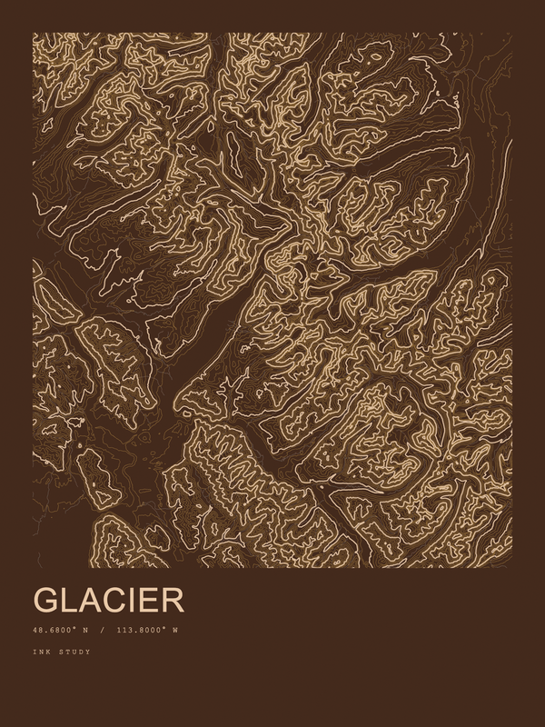 Glacier — Ink print in Desert Dark