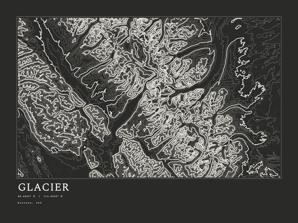 Glacier — Ink print in Ink Dark (landscape)