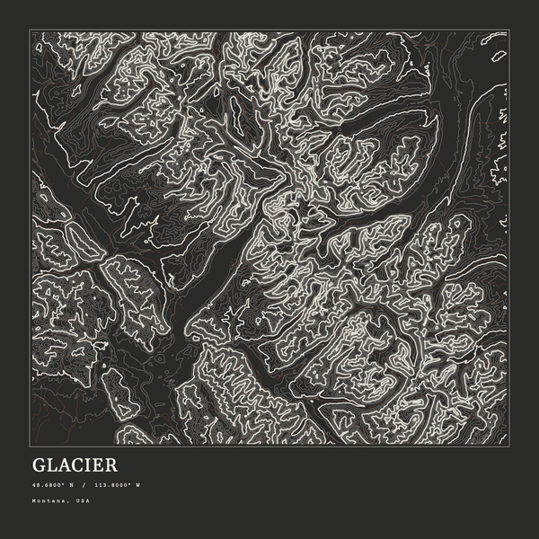 Glacier — Ink print in Ink Dark (square)