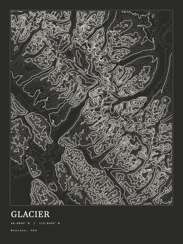 Glacier — Ink print in Ink Dark